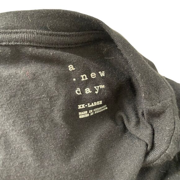 A New Day Plus 2XL T-Shirt Short Sleeve Solid Black Crewneck Tee Top - Picture 2 of 5